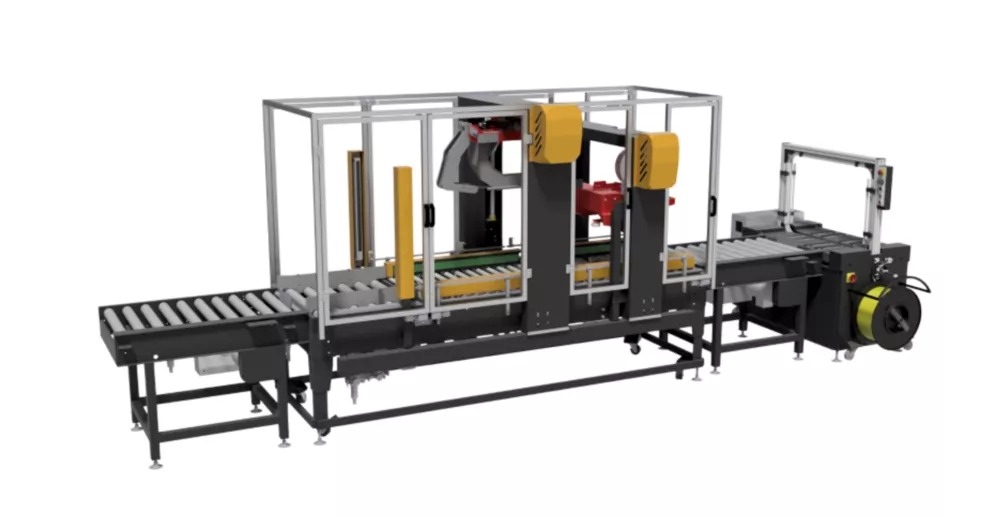 Automatic Box Sealing and Strapping system PW-569SAF+PW-0860CAT